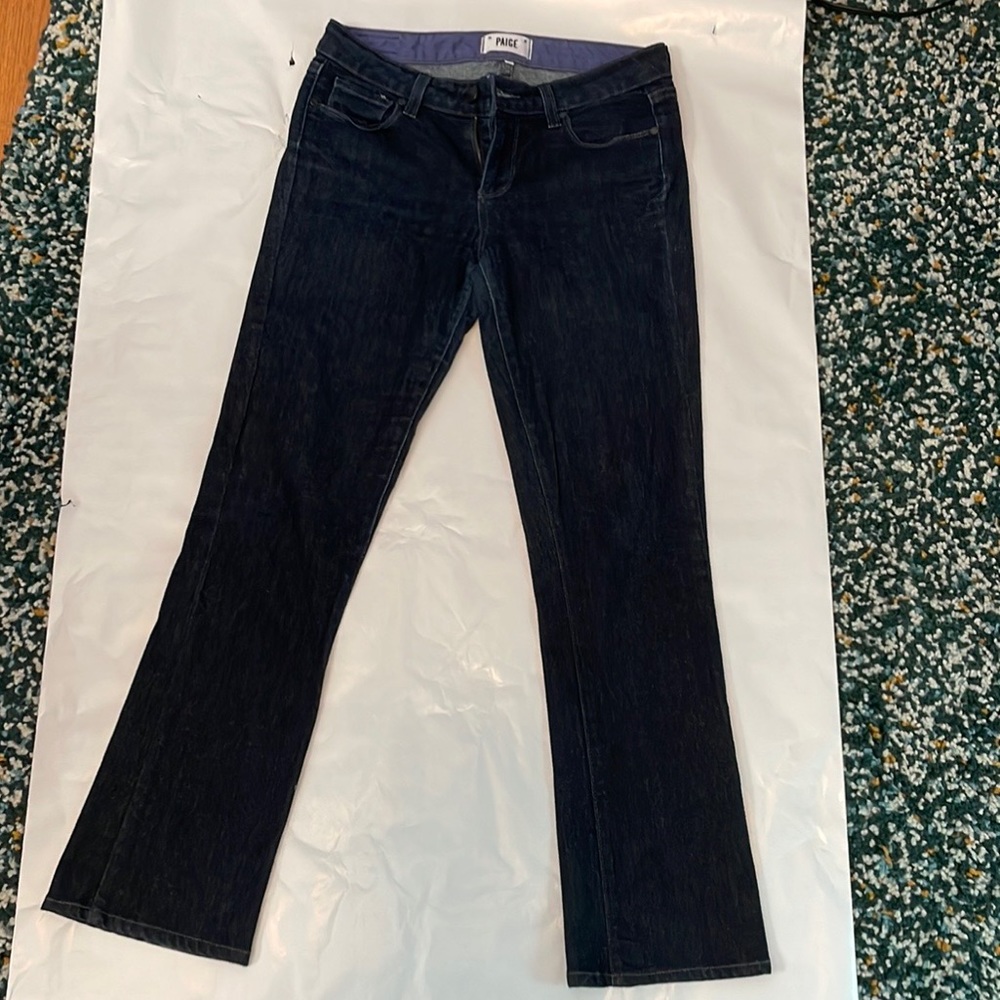 PAIGE Dark Wash Boot Cut Jeans